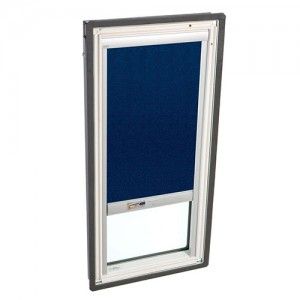 VELUX FS C01 2005DS02 Skylight, 21 1/2" W x 27 3/8" H Fixed Deck Mounted w/Tempered LowE3 Glass & Blue Solar Powered Blackout Blind