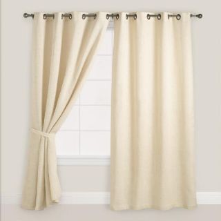 Ivory Hemp Burlap Grommet Top Curtains, Set of 2