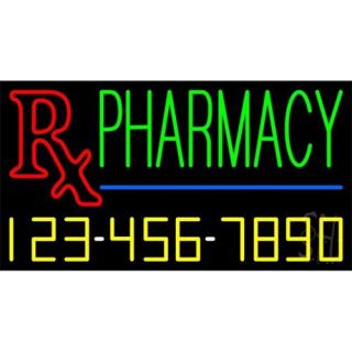 Sign Store N100 3294 outdoor Pharmacy With Phone Number Outdoor Neon Sign, 37 x 20 x 3. 5 inch