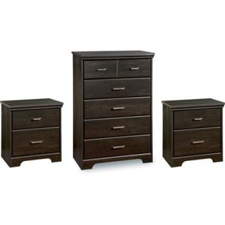 South Shore Versa 5 Drawer Chest and 2 Nightstands Set, Multiple Finishes