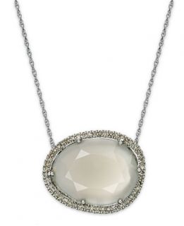 Sterling Silver Necklace, Moonstone (7 5/8 ct. t.w.) and Diamond (1/4