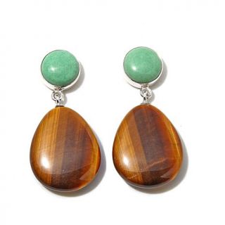 Jay King Tiger's Eye and Variscite Sterling Silver Earrings   8009343