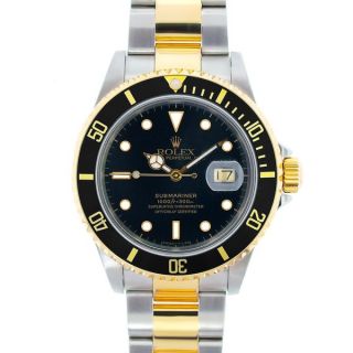 Pre owned Rolex Submariner Mens Black Two tone Date Watch   12506038