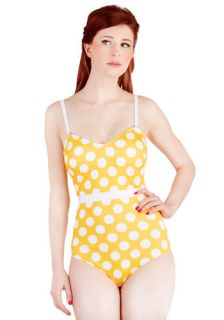 Lovely at the Lake One Piece Swimsuit in Sunshine  Mod Retro Vintage Bathing Suits