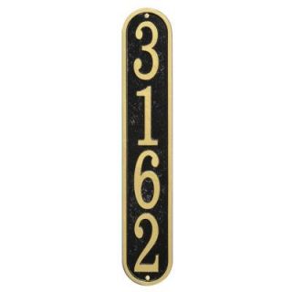 Whitehall Products Fast and Easy Vertical House Number Plaque, Black/Gold 31273