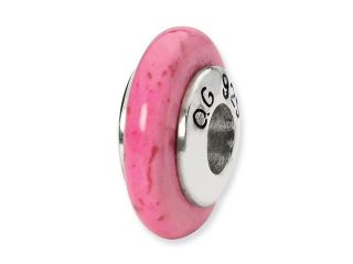 Sterling Silver SimStars Reflections Pink Magnasite Stone Bead 